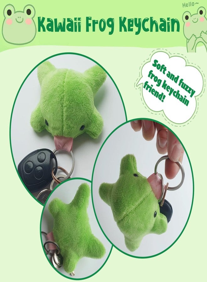 Agromusk Cute Frog Keychain,Kawaii Frog Plush Keychain,Green Frog Purse Bag Charms Funny Frog Decor Car Keys Gifts (Green) - Image 2